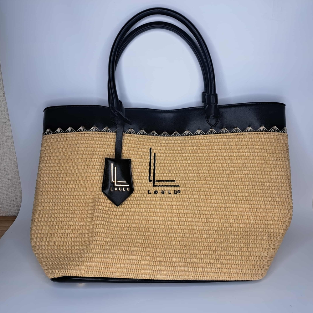 Black and Tan Woven Tote Bag